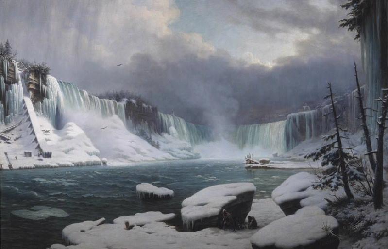La grande cataracte du Niagara (Amérique). Effet d'hiver