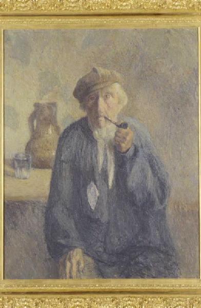 Vieux paysan fumant sa pipe