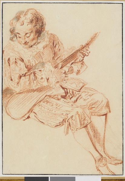 Guitariste assis, vue de trois-quarts à droite ; Guitariste (Etude)