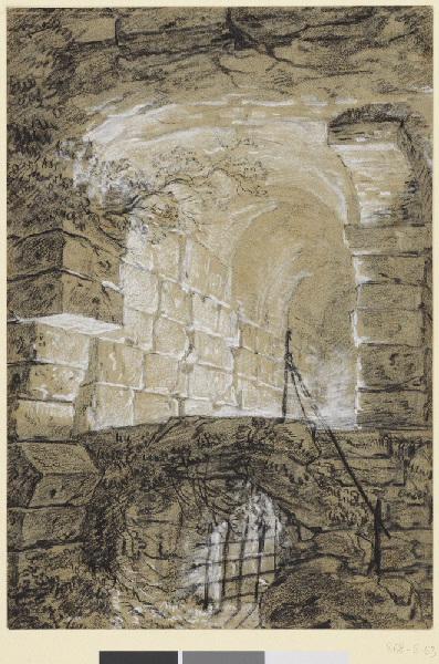 Souterrain : écuries de la villa Mécène à Tivoli ; Vue des ruines de l'abside de Saint-Jean et Saint-Paul et le Coelius à Rome