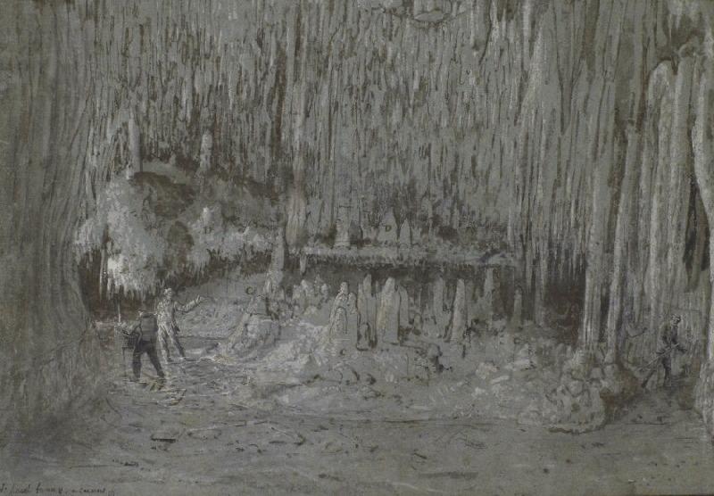 Vue intérieure des grottes de Caumont avec quatre personnages ; 1er Intérieur des Grottes de Caumont (autre titre)