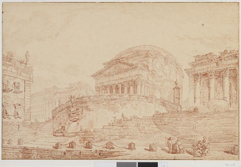 Le port de Ripetta ; Caprice architectural avec le port de Ripetta et le Panthéon, d'après Hubert Robert ; Vue du Panthéon d'Agrippa (autre titre)