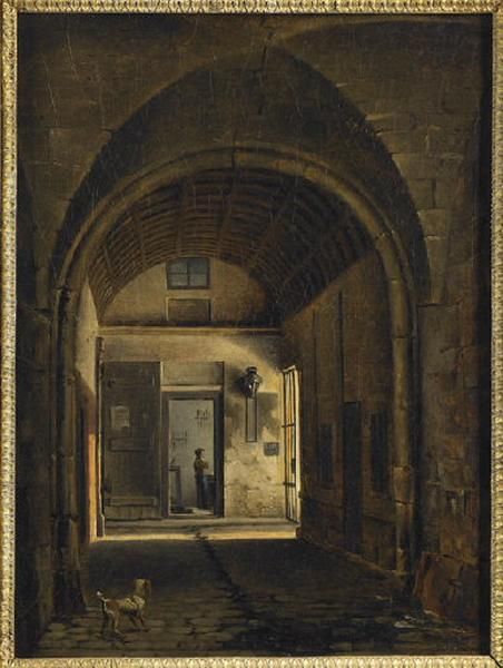 Vue du cloître de l'église Saint-Paul à Paris