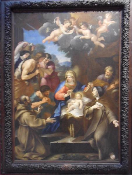 L'adoration des bergers en présence de Saint-François d'Assise et de sainte Claire