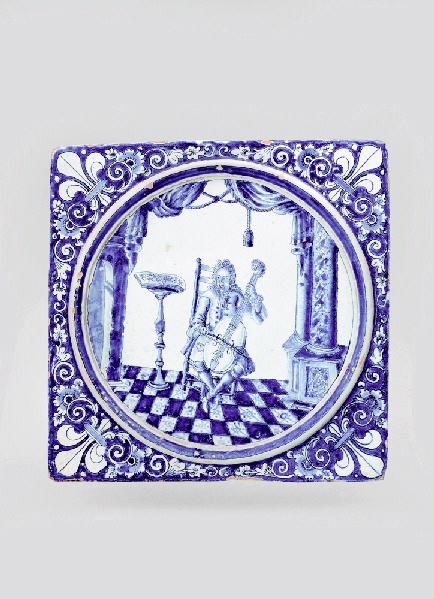 Carreau de poêle au Joueur de viole de gambe