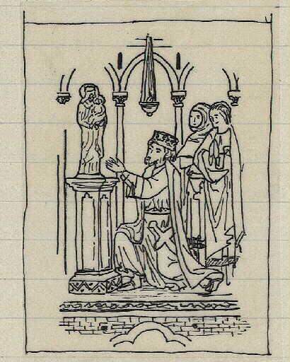 Le Duc Richard Ier en oraison devant un autel de la Vierge