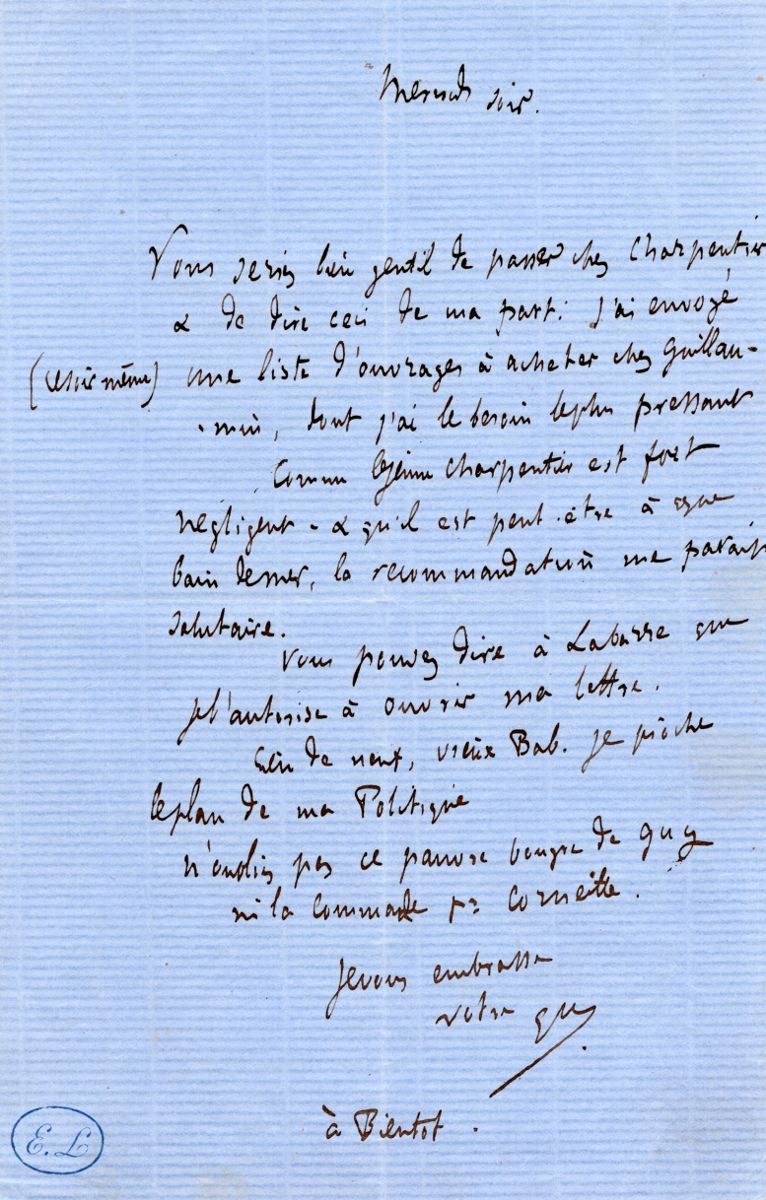 Lettre de Gustave Flaubert à Edmond Laporte
