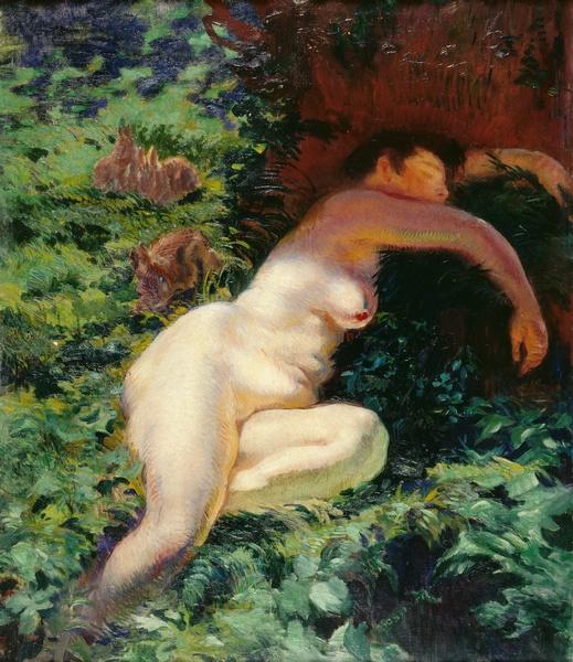 Nymphe endormie (nu aux lapins)