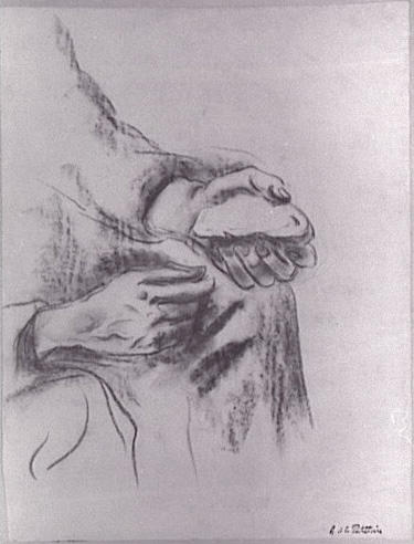 Etude pour la peinture 'Paysan aux morceaux de pain'.#Les mains.