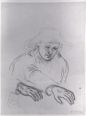 Etude pour la peinture 'L'enlèvement d'Europe au coquillage'. Tête et mains d'Europe.