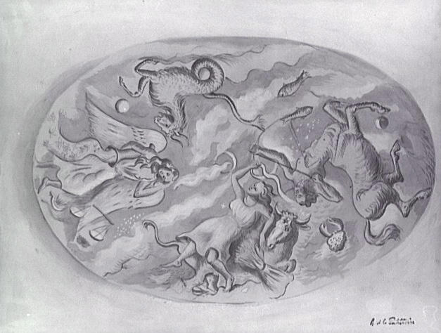 Signes du zodiaque (projet de plafond non réalisé, composition ovale).
