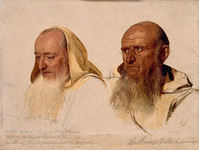 Deux têtes de moines camaldules
