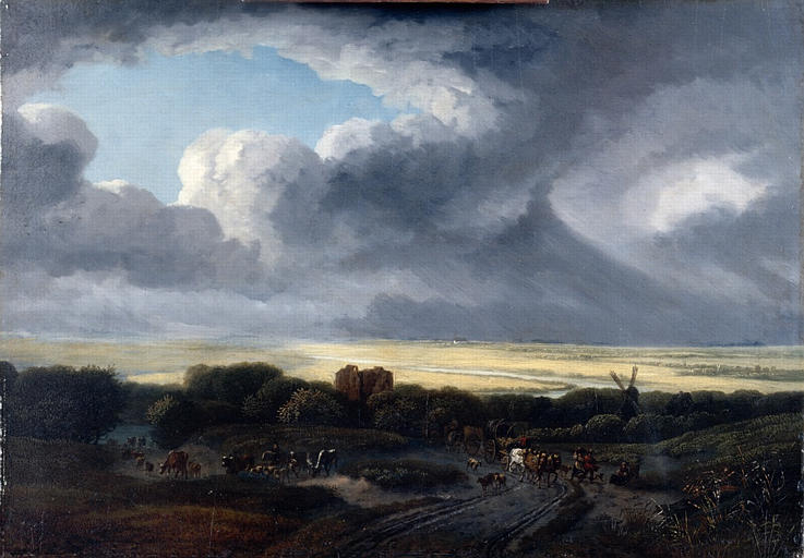 Paysage animé ; L'orage, ou animaux allant à l'abreuvoir (Titre attribué)