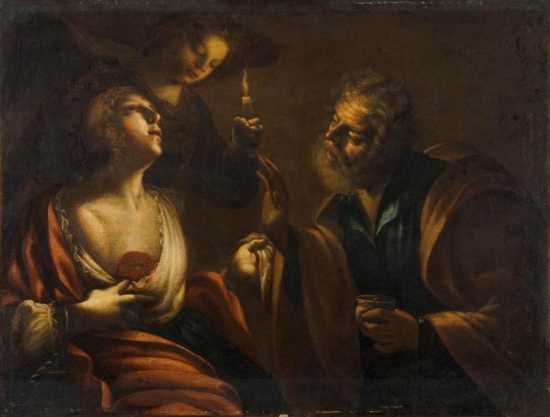 Sainte Agathe visitée par saint Pierre