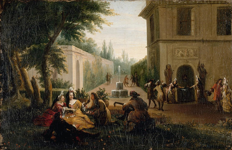 Réunion galante dans un parc