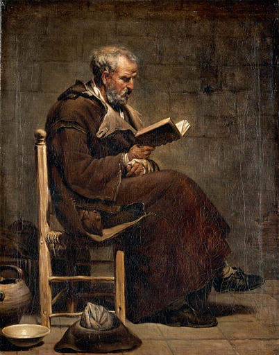 Vieillard assis et lisant