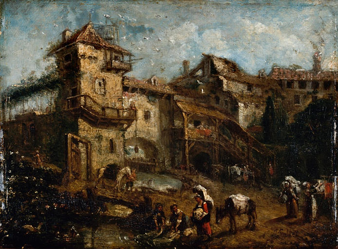 Paysage d'Italie,ou 'les lavandières italiennes'