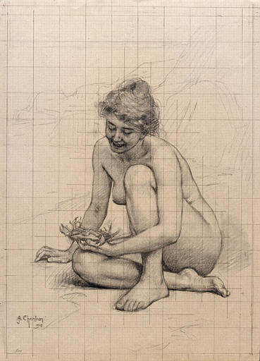 Jeune fille nue au crabe