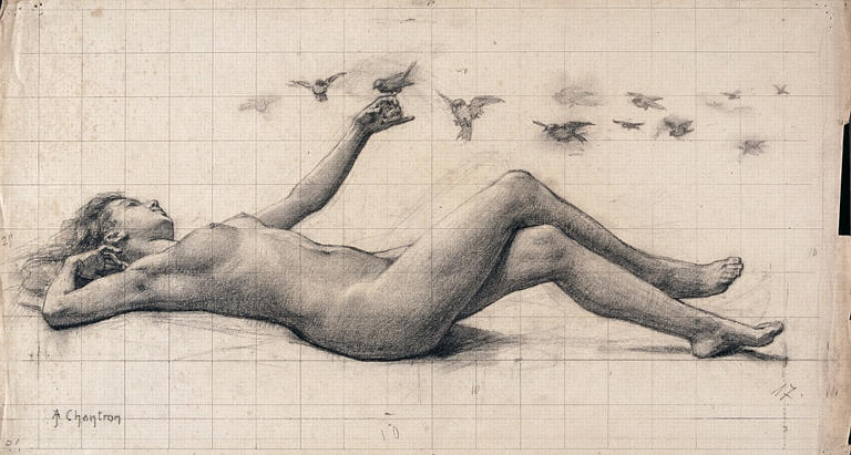 Femme nue aux moineaux