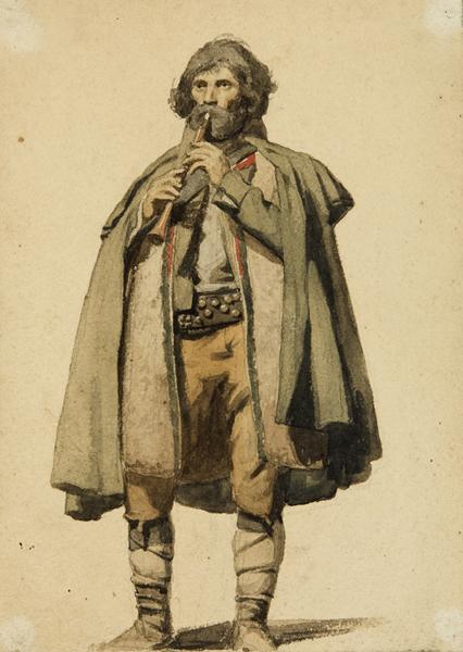 Paysan italien jouant de la flûte