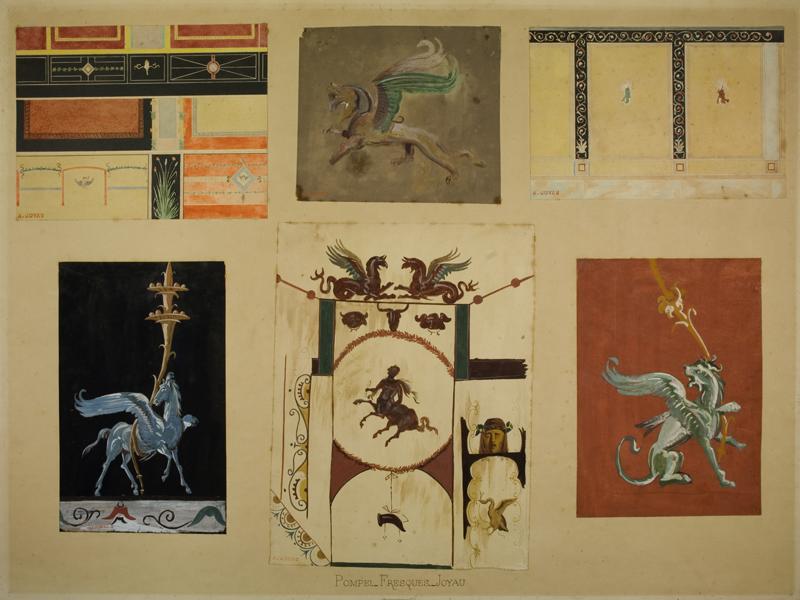 Cadre de six dessins pompéiens