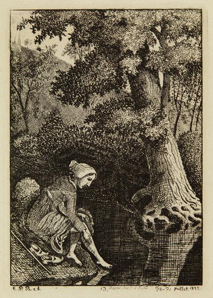 La petite mendiante se lavant les pieds