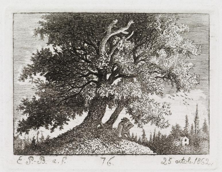 Le dessinateur à l'ombre d'un grand chêne