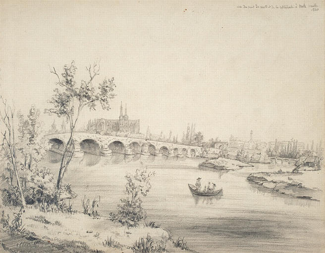 Metz : le Pont des Morts et la Cathédrale, 1840