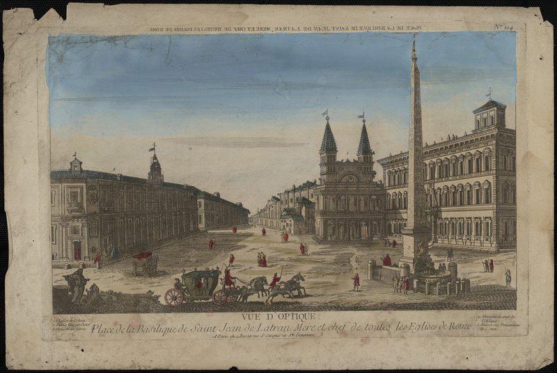 Vue d'optique : Place de la Basilique de Saint-Jean de Latran.