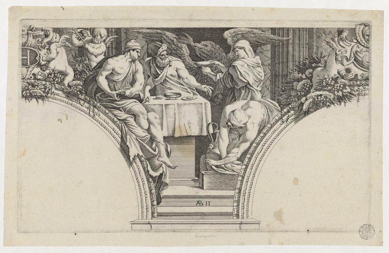 Jupiter attablé et servi par des divinités