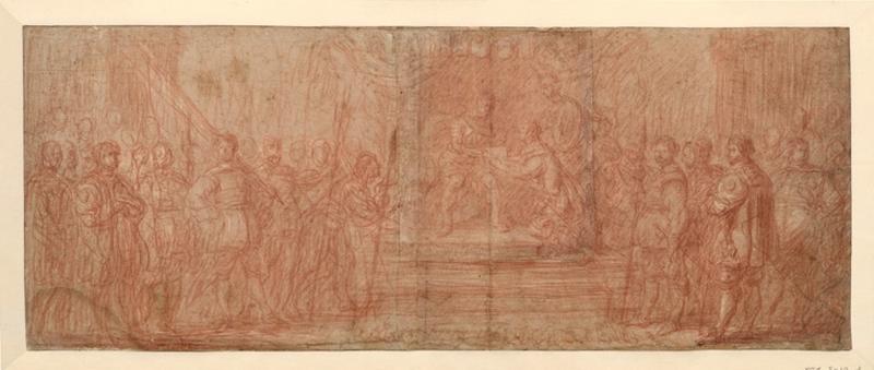 Charles V présentant un document à Hendrik van Halmale ; Scène d'hommage à un prince ; Charles Quint reçoit un hommage agenouillé (titre emprunté au cahier d'inventaire)