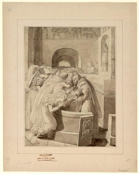 Présentation d'une châsse à reliques à des Italiennes. 1806 (?)