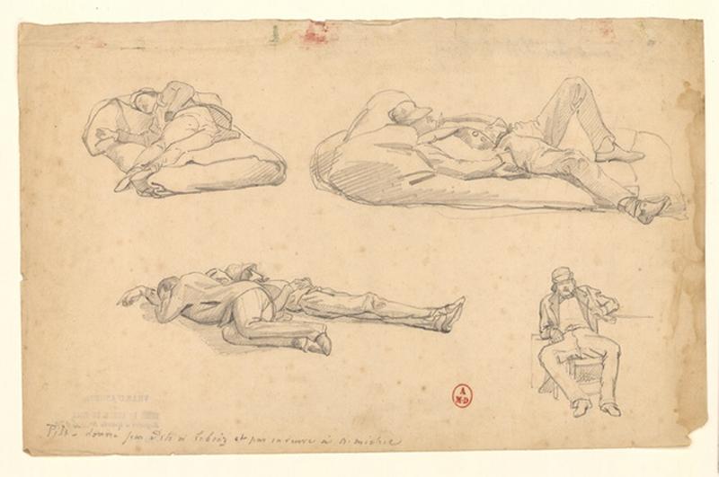 Quatre croquis d'hommes