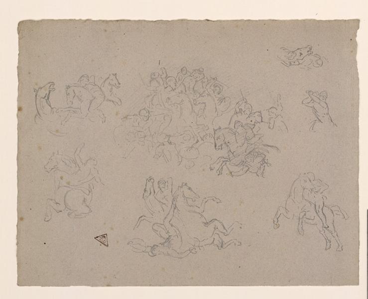 Le Char de Jupiter ; Un enlèvement (deux croquis sur la même feuille)