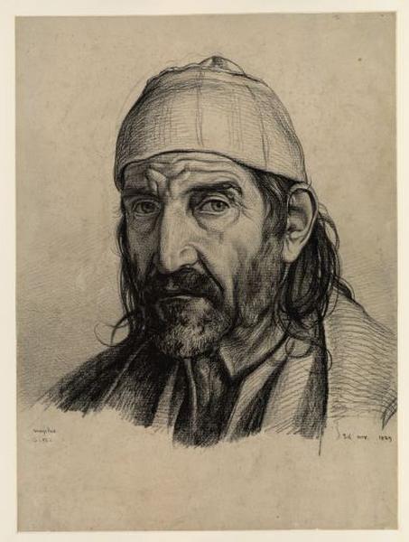 Tête de Napolitain ; Etude de tête d'homme