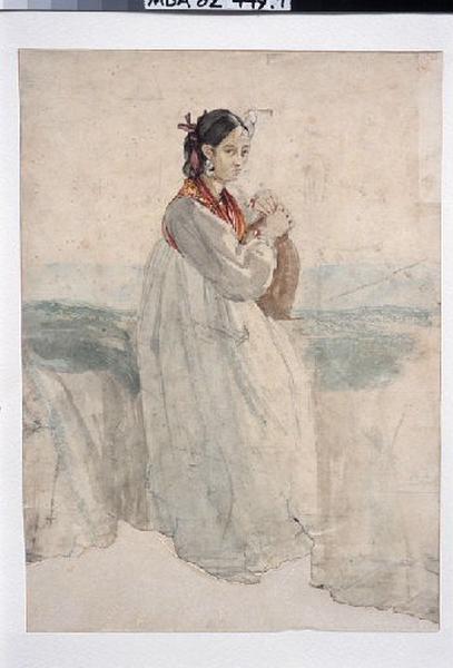 Etude de femme italienne tenant une cruche