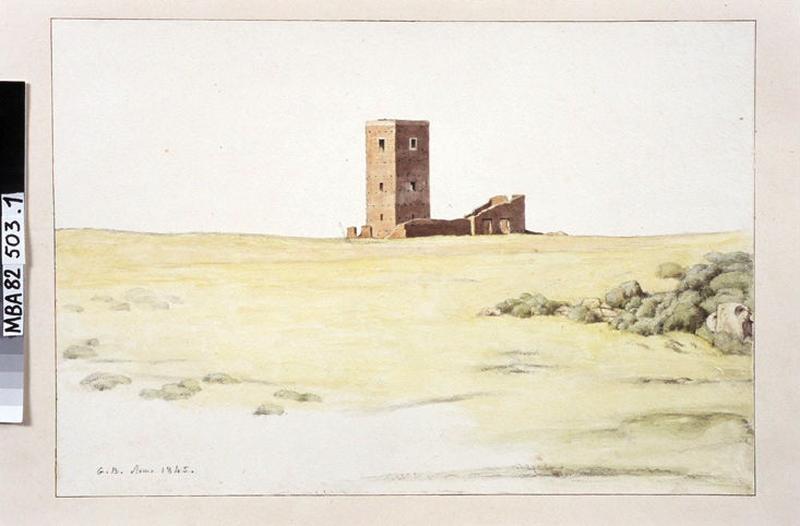 Paysage de la campagne romaine : ruine