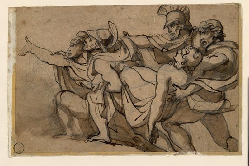 Oenone refusant de secourir Pâris blessé au siège de Troie ; Paris et Onenone ; Quatre soldats romains emportant un cadavre (autre titre)