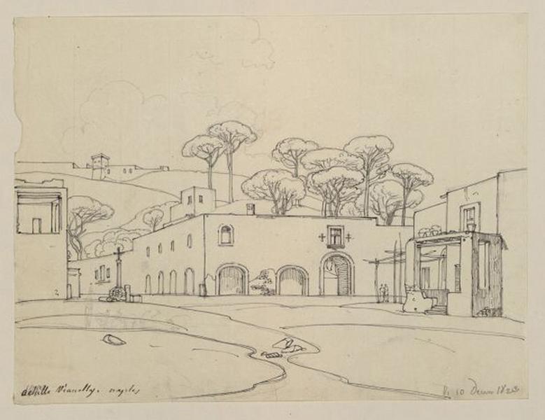 Une des places de la ville de Naples (10 décembre 1823). (Catalogue des ventes 1873) ; Place de Naples... (1823). (Catalogue des ventes 1873)