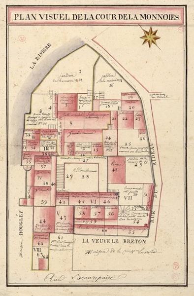 Plan visuel de la cour de la Monnoies (sic)