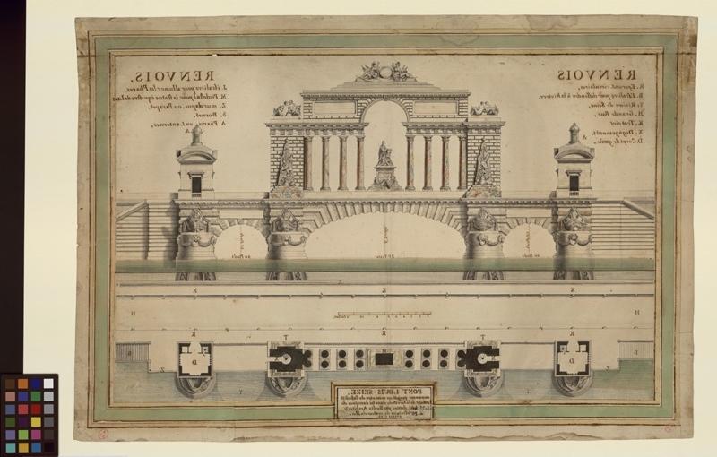 Etude pour le pont Louis XVI ; Dessin d'architecture