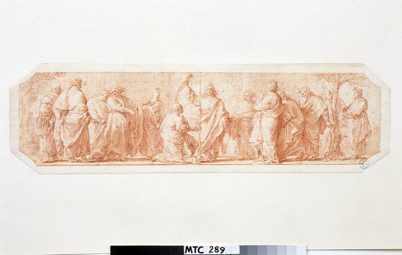 La remise des clés à saint Pierre ; Jésus-Christ remet à saint Pierre les clefs du paradis