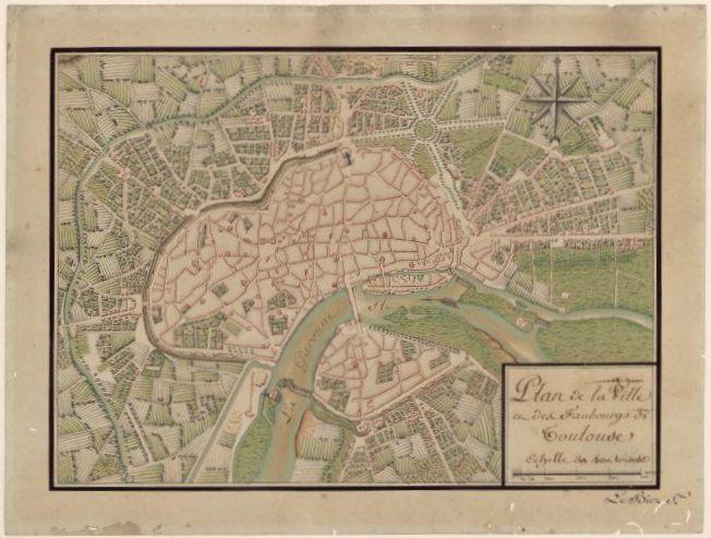 Plan de la ville et des faubourgs de Toulouse ; Etude de plan