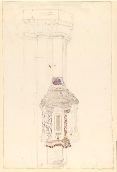 Etude d'une colonne polychrome à Assise