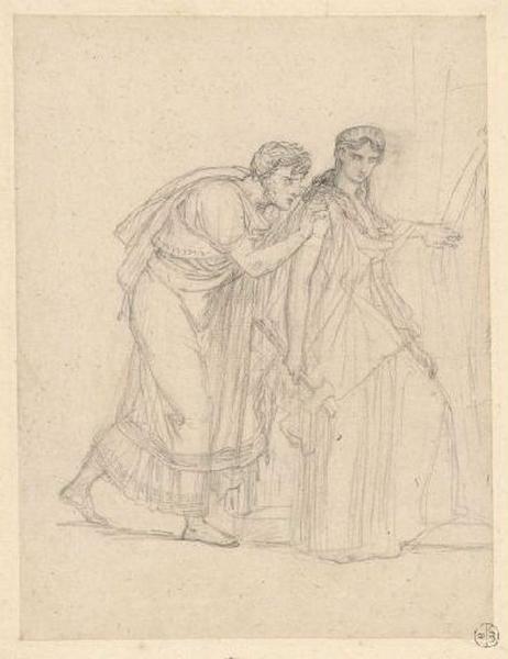 Etude pour Egisthe et Clytemnestre (personnages tournés vers la droite)