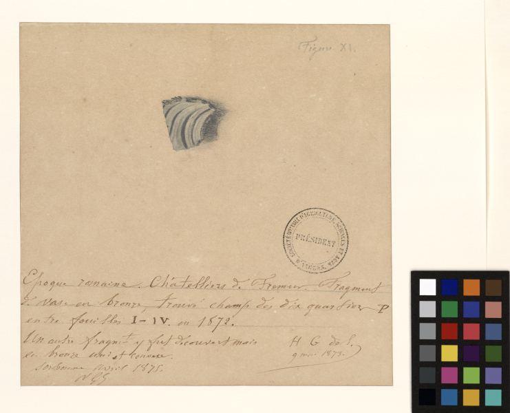 Fragment de vase en bronze ; Thermes des Châteliers de Frémur