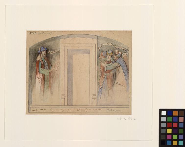 Eglise du Lion-d'Angers : fresques de la nef ; Pilate et les juifs