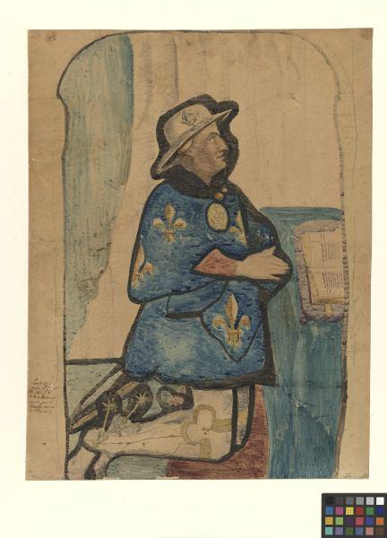 Béhuard, vitrail représentant Louis XI en prière