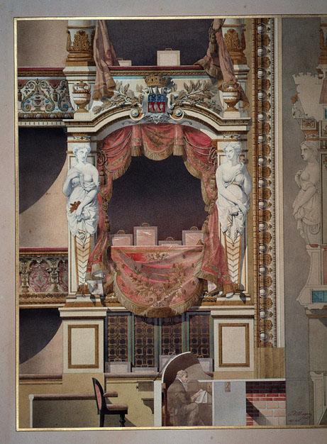 Paris, théâtre du Vaudeville (Vue et coupe de la loge d'avant scène)