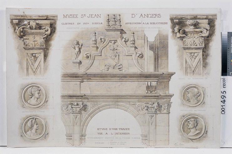 Hôpital Saint-Jean, projet de restauration, cloître, détails de l'ornementation (Cloître construit par Jean de l'Espine : détails de l'ornementation. Relevés)